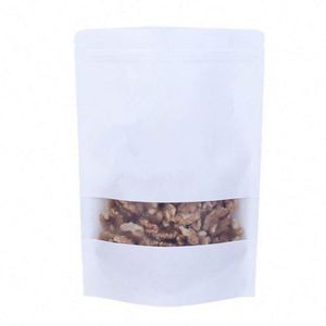 Sacs en kraft blanc en gros 9x14cm, recyclables, avec fenêtre dépolie et fermeture éclair, pack promotionnel - Product Image 4