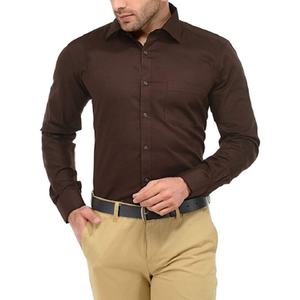 Nouveau design 100% coton hommes couleur unie à manches longues, chemise de bureau professionnelle formelle chemises d'affaires décontractées unies pour hommes - Product Image 5