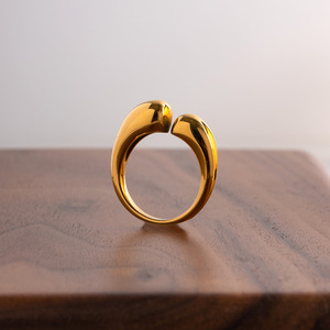 European American Style Polished <b>Open</b> Titanium Steel <b>Ring</b> Water Drop Shape Adjustable Band For Women Jewelry Gift - Product Image 4