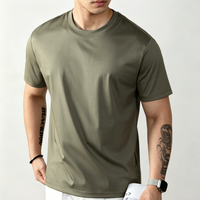 T-shirts en coton double mercerisé 200S, lisses et brillants, respirants, de haute qualité, col rond, décontractés, formels, pour le bureau, vente en gros