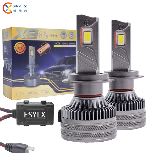 FSYLX X8 200W 40000LM LED Headlight Bulbs 3570 CSP Canbus 12V 24V Auto Front Lamp H1 H3 H4 H7 H11 9005 9006