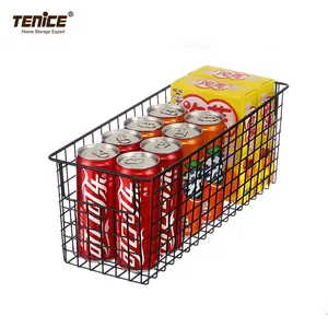Tenice Slim Metal Wire Food Storage Organizer Cesta com alças, Congelador Organizador Bins para despensa Prateleira de cozinha