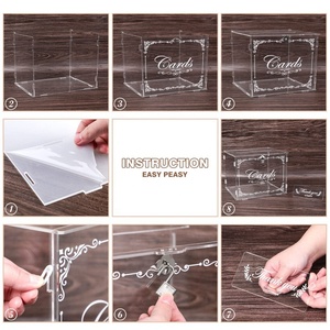 Scatola per biglietti di nozze in acrilico, porta soldi e regali, scatola trasparente per biglietti, scatole grandi per buste e lettere per ricevimenti e anniversari - Product Image 3