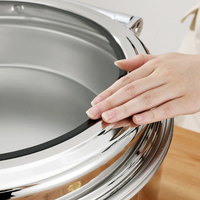 Matériel de service de restauration en acier inoxydable de haute qualité, chauffe-plats avec couvercle en verre rond, réchaud de buffet