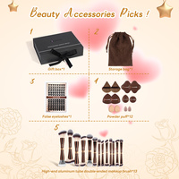 MAANGE Nouveauté - Ensemble de 13 pinceaux de maquillage professionnels - 12 houppettes à poudre - Faux cils - Ensemble de pinceaux de maquillage de luxe en cadeau