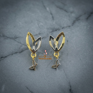 Boucles d'oreilles clous en or pur 22 carats de haute qualité pour femmes, faites à la main, en or 916, pour un usage quotidien et pour les fêtes - Product Image 3