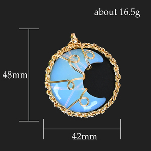CHUSE New Design Natural <b>Crystal</b> Handmade Wire Wrapped <b>Moon</b> Pendant Necklace for Jewelry Making - Product Image 2