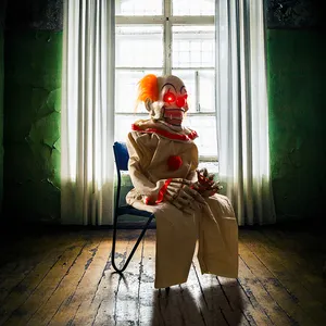 Halloween Büste Clown Dekorationen Outdoor Scary Animatronics Glühende Augen Halloween Clown für Zuhause und Spukhaus