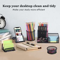 6 pièces en maille métallique organisateur de bureau ensemble fournitures de bureau à domicile porte-stylo et paniers de rangement pour caddie de bureau