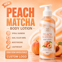 Lotion Corporelle Pêche Matcha 200ml Spirale Arc-en-ciel Double Couleur Hydratante Légère OEM Vente en Gros Personnalisée Nouveauté