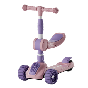 Trottinette pliable et réglable 3-en-1 pour enfants avec roues en plastique, musique, pédales lumineuses et siège pour 3-6 ans - Product Image 1