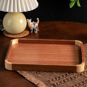 Creative square sapele tray, solid wood plate, tableware <b>ornament</b>, office desk storage tray, shelf - Product Image 1