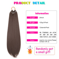 Blisshair Queue de cheval droite de 24 pouces avec élastique, extension synthétique à tresser, résistante à la chaleur, portable, haute température, non inflammable 3