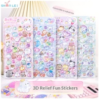 Pegatinas 3D en relieve de epoxi transparente al por mayor, mini pegatinas de animales Kawaii con purpurina en forma de cúpula para diario, funda de teléfono, manualidades DIY