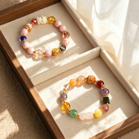 Bracelet porte-bonheur Pixiu de style chinois en quartz rose naturel, quartz fraise, calcédoine violette fumée, bracelet élastique perlé, bijoux