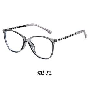 Montures de lunettes œil de chat pour femmes, monture complète en résine, verres anti-UV, légères, correction de la vue, monture transparente grise - Product Image 1