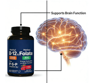 Comprimés à croquer de méthylcobalamine 5000 mcg et de folate 800 mcg |   avec P-5-P |   Saveur cerise pour l'énergie et <span class=keywords><strong>le</strong></span> bien-être cérébral - Product Image 5