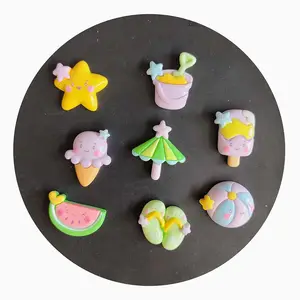 New Lovely Sea Beach Theme Resin Flatback Cabochons Cute Ice Cream Cone Starfish Beachball Sunshade Watermelon For Craft DIY