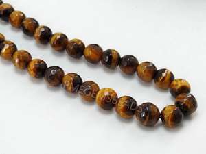 Cuentas de Cristal Facetadas de Ojo de Tigre Hechas a Mano, Esfera de 8mm, Color Marrón, para Fabricación de Joyería, Certificadas por Terceros, 14 Pulgadas, Tamaño del Orificio - Product Image 5