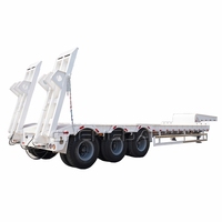 3 4 essieux lit bas Boy Deck Conteneur à plat col de cygne Excavateur Transport Semi Remorque Lit bas Camion Remorques