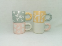 Tasses en céramique personnalisées pour café, lait et thé, imprimées à la sérigraphie, empilables, avec poignée en corde créative, fabrication en céramique