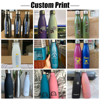 Vente en gros de 500ml tasses à cola flacon de bouteille bleu Klein pour gravure au laser bouteille d'eau en acier inoxydable 18/8 pour impression de logo tasses personnalisées