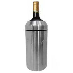 ที่ใส่ขวดไวน์หุ้มฉนวนเก็บความเย็นแชมเปญขนาด750มล. ปลอกโลหะเก็บความเย็นได้นานถึง6ชั่วโมง