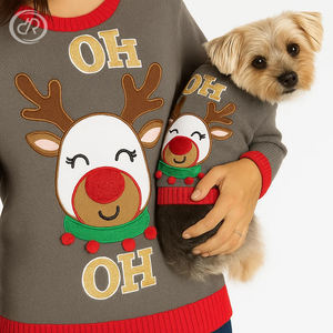 OKKPETS Vente en gros OEM Pulls de Noël moches pour chiens, sweats à capuche et manteaux personnalisés assortis pour adultes, enfants et animaux de compagnie – Édition été - Product Image 1