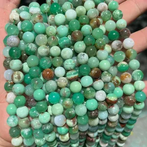 도매 Chrysoprase 보석 라운드 자연 호주 옥 돌 느슨한 비즈 DIY Chrysoprase 팔찌