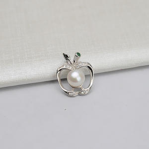 Pendentif en argent Han Chao S925, accessoires de bricolage, polyvalent, pendentif pomme pour femme 9-11 mm avec support vide 669, bijoux en perles - Product Image 3