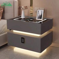 Chevet intelligent de luxe Wayon avec recharge sans fil et haut-parleur Bluetooth, table de chevet moderne à LED pour chambres à coucher haut de gamme