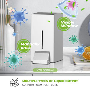 Distributeur de savon mural moderne FANDA, écologique, capacité 1000 ml, finition brossée # Acier inoxydable 304 pour salle de bain - Product Image 2