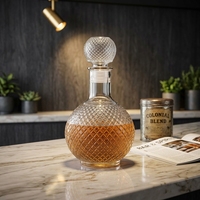 Botellas de Vidrio para Licor al por Mayor, Botellas de Vidrio Vacías Vintage para Whisky y Licores con Tapón de Vidrio Tallado para Whisky, Vodka y Gim