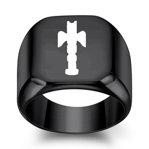 Men's Stainless Steel Square Ring Cross Design 18MM <b>Polished</b> Fashion Jewelry Gift - Product Image 5