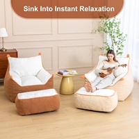 Fauteuil pouf géant moderne en forme de L pour adultes, en tissu polaire doux, garni de mousse à mémoire de forme, amovible et lavable, canapé de sol