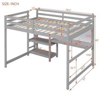 Lit mezzanine moderne pleine taille avec bureau et bibliothèque, lits mezzanine en bois avec étagères et tableau d'écriture pour enfants, adolescents et adultes