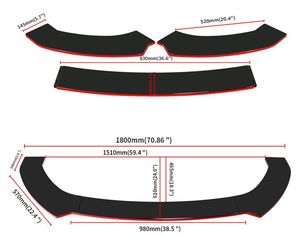 Pièces automobiles universelles Lèvre de pare-chocs avant commune Kit de carrosserie en ABS Pelle avant extérieure Spoiler Protecteur de pare-chocs Modèle sportif - Product Image 5