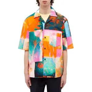 Camicia hawaiana Casual da uomo a maniche corte in lino Casual personalizzata in europa