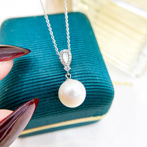 Colgante de Plata S925 para Collar de Mujer, Base Vacía para Perlas DIY, Simple, para Perlas de 8-12mm, Producto de Dijes de Perlas-30735 - Product Image 1