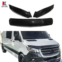 W907 3PCS Nouveau déflecteur de capot avant de voiture de haute qualité, protection de capot noir brillant en ABS pour Mercedes-Benz Sprinter 2018-2023