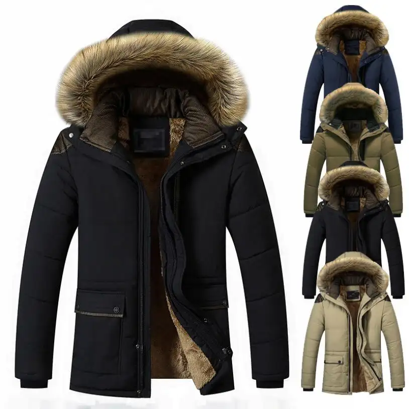 JACKETOWN High quality winter man cotton padding parka coat custom men's down jacket with fur collar