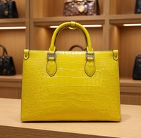 Sac à main d'été grande capacité en cuir de crocodile véritable, style luxe discret, pour femmes, sac fourre-tout professionnel, fabricant OEM