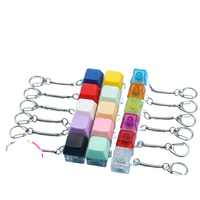Porte-clés mécanique coloré avec interrupteur, jouet anti-stress, couleurs translucides unies, chaîne à ressort métallique, fermoir mousqueton, cadeau