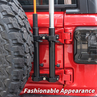 Pour les modèles Jeep Wrangler JL 2018-2025, support de mât de drapeau à double tube en alliage d'aluminium, support d'antenne 2 en 1 et support de charnière de hayon