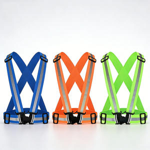 Gilet de sécurité réfléchissant à bretelles croisées réglables, haute visibilité, élastique, vert fluorescent, pour la course à pied et les activités de plein air - Product Image 2