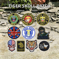 Patch brodé sur mesure en fil doré, écologique, non tissé, motif crâne de tigre, en forme de cœur, thermocollant, en tissu, en forme de fleur, avec boucle auto-agrippante
