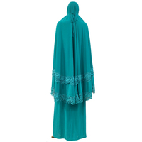 Robe de prière Musulmane en dentelle pour Ramadan Eid Mubarak voile Long Khimar Abaya Islam Robe Musulmane deux pièces