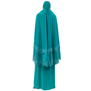 <span class=keywords><strong>Robe</strong></span> de prière Musulmane en dentelle pour Ramadan Eid Mubarak voile Long Khimar Abaya Islam <span class=keywords><strong>Robe</strong></span> Musulmane deux pièces - Product Image 2