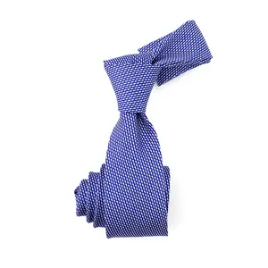 Cravatta da uomo personalizzata fatta a mano formale sottile blu sottile punto geometrico bianco novità 100% serigrafia da uomo cravatta al collo per regalo