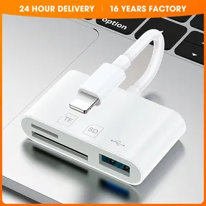 OTG adaptor mikro Universal, pembaca kartu Flash Disk USB Tipe C ke USB 3.0 TF SD 3 dalam 1 multifungsi untuk ponsel Android Laptop